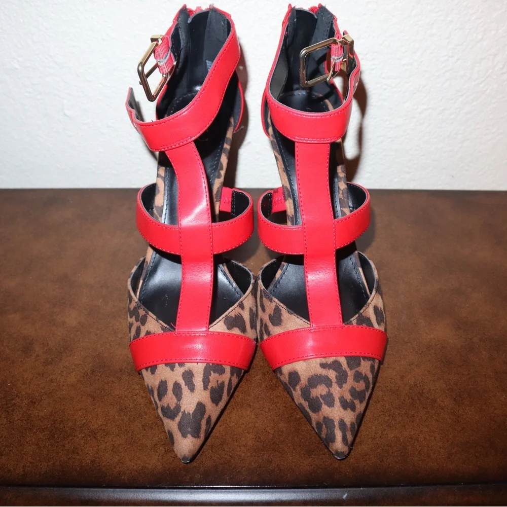 New York & Company Red and Leopard Heels - Picture 1 of 5